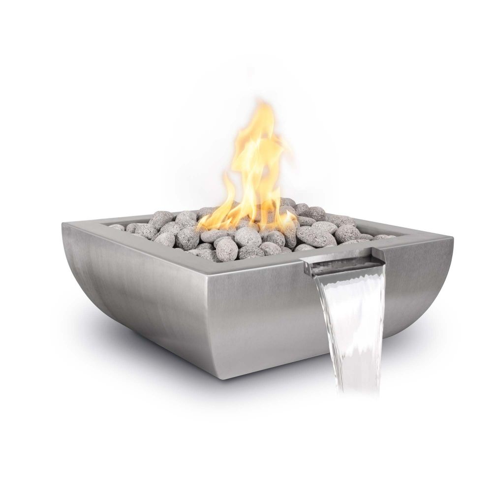 The Outdoors Plus OPT-24AVSSFW-LP 24" Avalon Stainless Steel Fire & Water Bowl - Liquid Propane